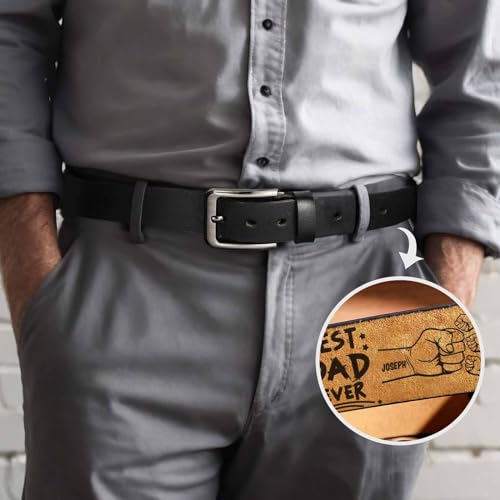 VEELU Personalized Mens Leather Belt for Dad - Handcrafted Customized Belt Gifts for Men Anniversary4