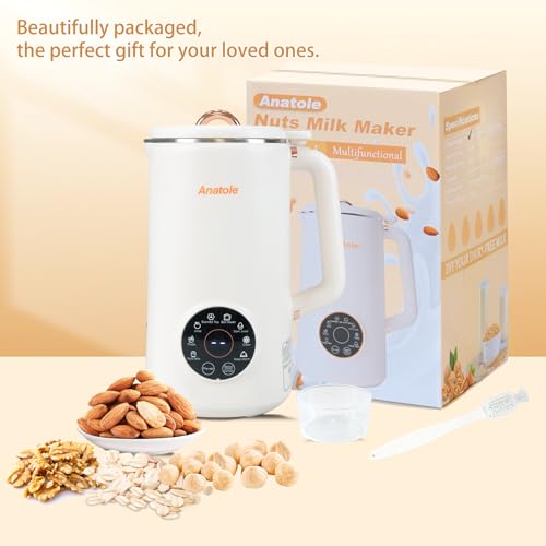 Anatole Nut Milk Maker 35oz 1000ml Almond Milk Machine 8-In-1 Automatic Soy Oat Cow Plant-Based Milk Homemade Dairy-Free Beverages with 10 Stainless Steel Blades 12 Hours Timer - Thumbnail 6