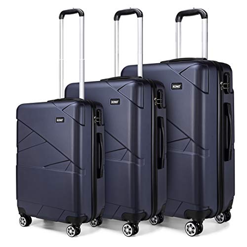 Kono Set de 3 Valises Voyage Trolley Rigide en PC avec 4 roulettes Ensembles de Valise 57/65/75cm