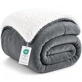 WAVVE Manta Sherpa Franela Reversible para Cama 90, Transpirable para Invierno (Gris)