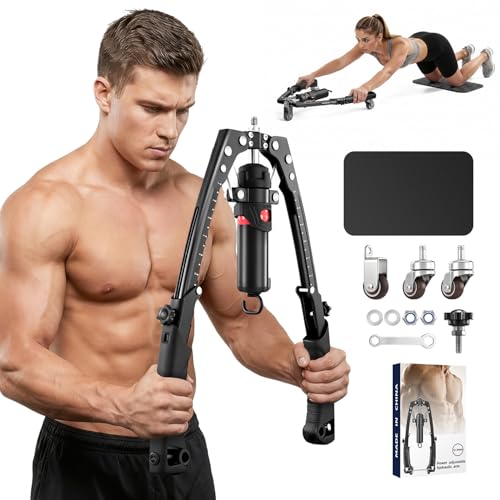 Saker Twister Arm Trainer 3-in-1 Hydraulic Chest Workout Equipment with Ab Roller Wheel Adjustable 22-440lbs Arm Trainer for Men & Women Home Gym for Full Body Strength Training