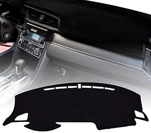 PGTOPONE Custom Fit Dashboard Black Center Console Cover Dash Mat Protector Sunshield Cover Pad Carpet for Honda 10th Civic 2016 2017 2018 2019Coupe (Black)