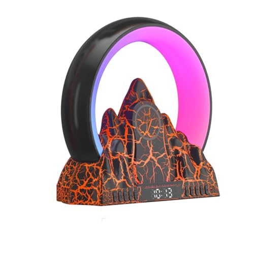 PHYMAT Réveil intelligent Sunrise, alarme intelligente de chargement sans fil, réveil avec mode Snooze, 7 modes d'éclairage, 10 sons naturels, haut-parleur Bluetooth (noir)