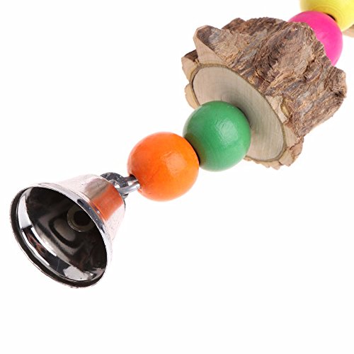 Image of Bird Parrot Swing Chewing Toys, Natural Wood Bird Perches for Bird Cage Accessories,Bird Toys Suitable for Small Parakeets, Budgie, Parrots,Cockatiels, Conures, Finches, colour