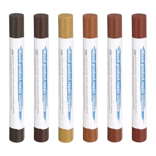 QUARKZMAN Bâtons De Remplissage En Bois 6 Couleurs Crayons De Cire Pour Meubles Pour Noyer Clair, Noyer À Grain Droit, Santal Doré, Noyer Clair, Noyer Foncé, Teck Foncé