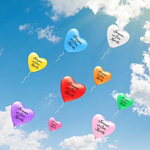 72 Pieces Memorial Balloons Funeral Balloon Heart Memory Balloons To Release In Sky Remembrance Personalized Balloons For Loss Beloved One With 2 Rolls White Ribbon For Funeral Memorial Decorations #TOP4