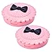 2Pcs Empty Plastic Bow Eyelashes Case Round Lash Storage Boxes Travel Carring Case 3D False Eyelashes Packaging Gift Boxes Holder Organizer with Makeup Mirror Lid for Women Girl, Pink