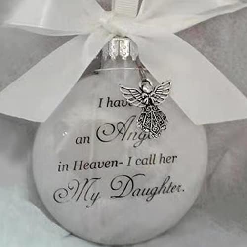 Yueshop Christmas Memorial Baubles Ornaments Feather Ball I Have an Angel in Heaven With Small Angel Christmas Bauble Ornament, Mum Dad Son Daughter Hanging Decoration (Dad)