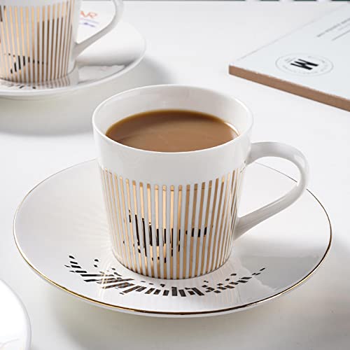 Klsamnm Coffee Cups Ceramic,Bone China Tea Cups 10 Oz,Inverted Image Coffee Mugs,Reusable Coffee Mug Set,Tea Cups And Saucers #TOP1