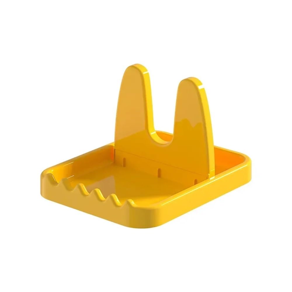 JIUJU 1pc Foldable Pot Lid Rack Stand Kitchen Organizer Plastic Spoon Holderfor(Yellow)