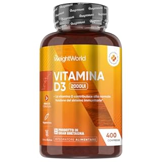 Vitamina D3 2000 UI Colecalciferolo (50mcg) Vegetariana, 400 Compresse (Scorta 13+ Mesi), 1 al Giorno, La Vitamina D Contribuisce alla Normale Funzione del Sistema Immunitario (EFSA), Senza Glutine