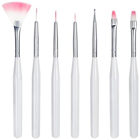 ZTMY Nail Art Design Set, 7pcs Painting Brush Gel Nail Polish Brush Pen Nail Carved Pen for Salon Home DIY Tools (White) Cover