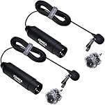 COMICA CVM-V02O XLR Lapel Lavalier Microphone Omnidirectional Interview Microphone for Canon Sony Nikon Panasonic Camcorders ZOOM H4n H5 H9 TASCAM Audio Recorders SmartMixer(2 pack,14.7ft)