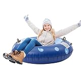 Snow Tube,Super Big 47 Inch Inflatable Snow Sled,Thickened Heavy Duty Hard Bottom Sleds for Snow wit