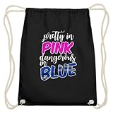 SPIRITSHIRTSHOP Pretty In Pink Dangerous In Blue – Joli en rose dangereux en bleu – Femmes, filles – Sac en coton - Noir - Noir , 37cm-46cm
