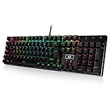 Redragon K556-DE Mechanische Gaming Tastatur RGB Hintergrundbeleuchtung, Braune Schalter mit 105-Tasten, Voll Programmierbare Gaming Tastatur, Metall Platte, 100% Anti-Ghosting, (Deutsche Layout)