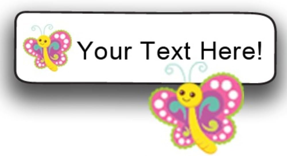 80 pc Iron On Name Tags - White with Cute Butterfly Color Graphic- Iron On Clothing Labels for Summer Camp Nursing Homes Day Care