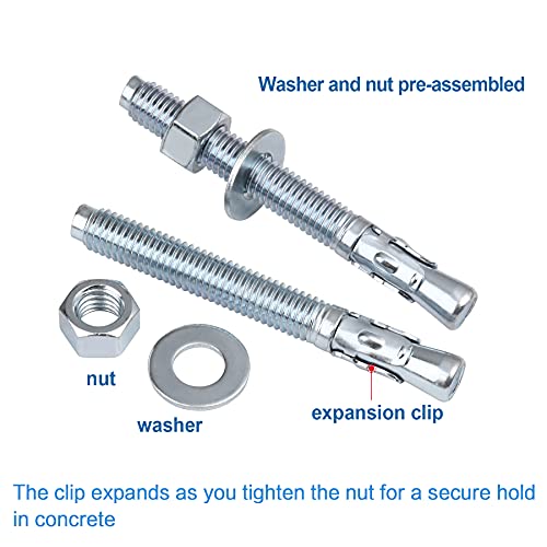 Anrik 3/8 Inch X 3 Inch - 20 Pieces Wedge Anchor Zinc Plated Heavy Duty Fastener For Concrete #TOP3