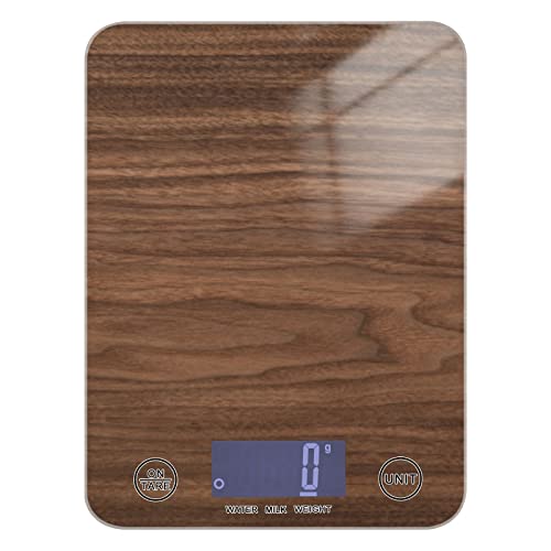 Food Scale Walnut Planks Wood Digital Kitchen Scale Weight Grams and Oz for Cooking Baking