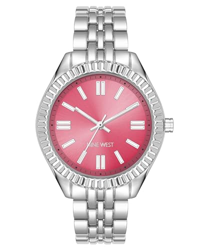 Nine West Women's NW/3005DPSV Bracelet Watch - Silver/Dark Pink