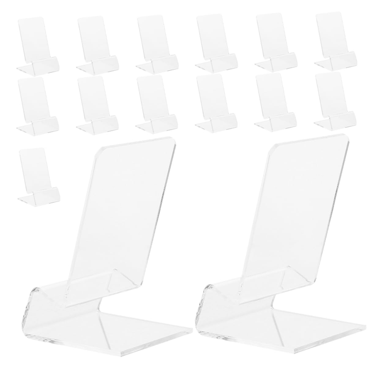 Supporto per Cellulare da Scrivania in Acrilico Trasparente 15 Pezzi | Tablet e Smartphone, Design Compatto e Linee Eleganti, Supporto Stabile per Videochiamate e Visione
