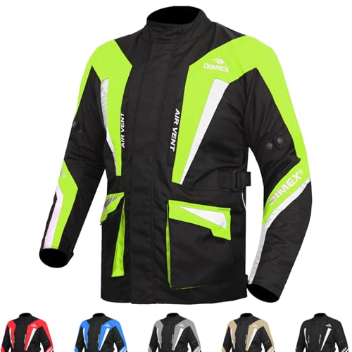 Dimex Waterproof Motorcycle Jacket, Men's Cordura Textile Motorbike Coat, CE Armoured Protection, All Season (UK, Alpha, XL, Regular, Regular, Hiviz Green)