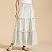 JOAU Women Summer Casual Pleated Maxi Skirt Fashion Elastic Drawstring High Waist Tiered Ruffle A-Line Swing Beach Skirts White