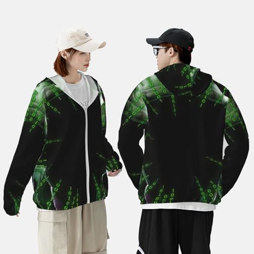 Sudadera con capucha para mujer y hombre con estampado hacker ligera para correr 4