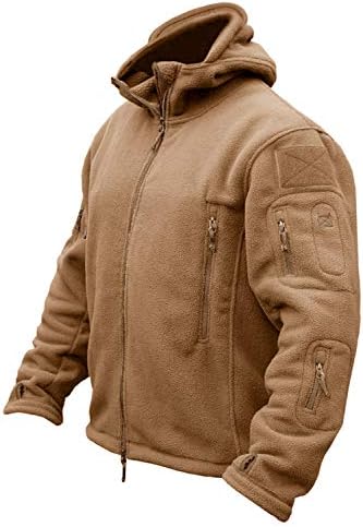 CRYSULLY Men's Warm Tactical Military Jacket for Sports with Fleece Lining and Hood