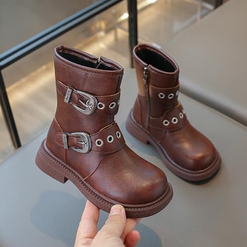 IWIHMIV Girls Ankle Boots Kids Comfortable Slip on Walking Short Booties with Side Zipper Riding Boots for Toddler3