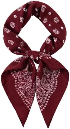 SHENHE Lenço de Cabeça Feminino de Seda com Estampa Paisley Vintage, Bandana Quadrada, Touca de Cabelo, Cor Bordô, Tamanho Único.
