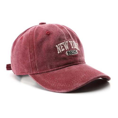 Image of New York Hat Washed Baseball Cap Unisex Sun Hat Adjustable Trucker Cap