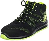 Brandsseller Herren Sicherheitsschuhe S1 Halbhoch Arbeitsschuhe Schutzschuhe TÜV/CE Zertifiziert Atmungsaktiv Stahlkappe Mesh Verlaufdesign Schwarz/NeonGrün 45