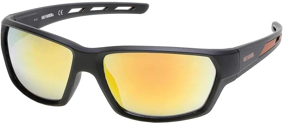 Harley-Davidson Men’s Rectangular Sunglasses – Matte Black Frame with Bordeaux Mirror Lenses & Tip Venting, 100% UV Protection