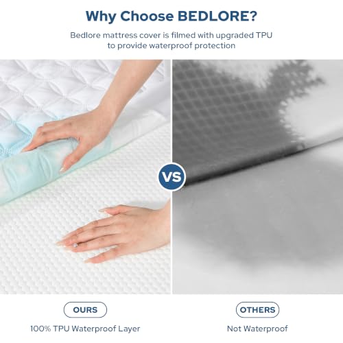 Image of BEDLORE 2 Pack Waterproof Mattress Protector, Twin XL Size Mattress Pad with Deep Pocket Fitted Up to 6-15 inches, Soft Noiseless Single Bed Mattress Cover for Bedroom (White)