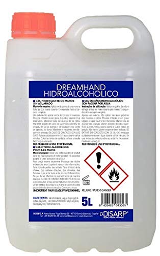 Gel hidroalcohólico antibacterias en formato de dos garrafas de 5 litros
