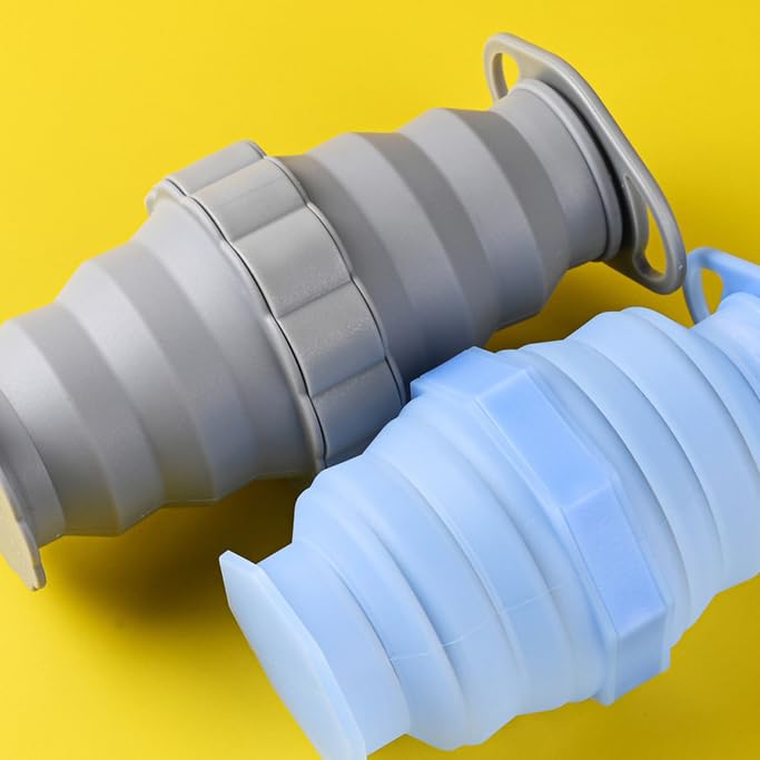 Bottiglia D'acqua Sportiva Pieghevole in Silicone A Forma Di Fiore Portatile Per Viaggi All'aperto,Grigio,9 * 9 * 17 cm