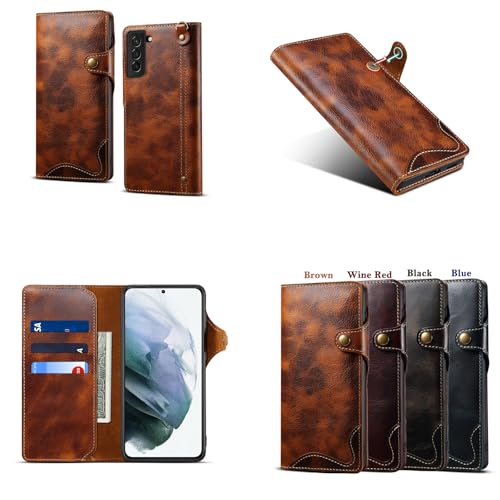 Étui en cuir véritable Galaxy S22 Plus marron : la protection rétro chic - 2