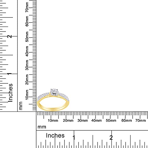 3/8 Carat Round Cut White Natural Diamond Halo Engagement Band Ring In 14K Yellow Gold Over Sterling Silver Jewelry For Women (Clarity : I2-I3, Color : I-J, 0.38 Cttw) Ring Size-10 #TOP3
