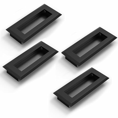 Image of Plantex Sliding Door Handle /Concealed Handle for Sliding Door /96mm Concealed Handle for Wardrobe /Kitchen Cabinet - Pack of 4 (Black)