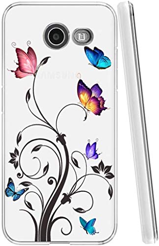 Yodueiv Case for Galaxy J3 Prime/J3 Emerge/Express Prime 2/Amp Prime 2/J3 Mission/J3 Eclipse/J3 Luna Pro Case, Soft Clear TPU Protective Transparent Case Cover for Samsung Galaxy J3 2017 (Butterfly)