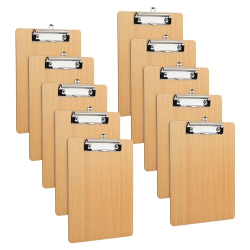 Lot de 10 Porte-Blocs en Bois A5, Planchettes à Pince avec Clip et Trou de Suspension, Porte-Formulaires Format, Porte Document pour Bureau Restaurant Salle de classe Entrepôt (A5)