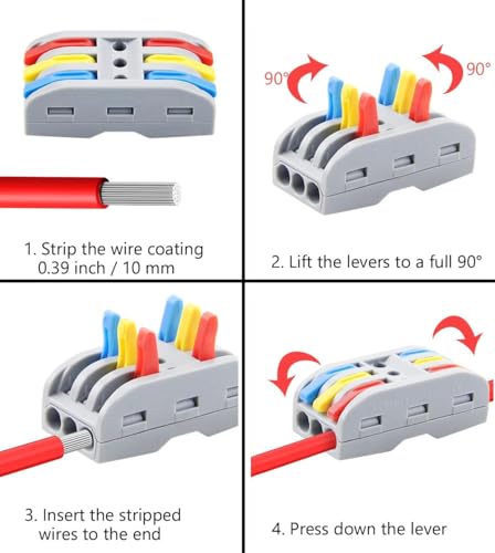 Image of XELYTON Wire Clip Connector, Universal Connection Terminals, Circuit Inline Splices Electric Connectors, Quick Connect & Freely Assemble Electrical Splicing Kit for Compact (3 In 3 Out, 50)