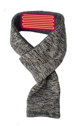 Rechargeable Heated Scarf - Heating Pad for Neck - Battery Operated Heater - Cordless Neck Warmer for Women - Electric Heated Scarves for Winter, Cold Weather, Outdoor & More (Grey)