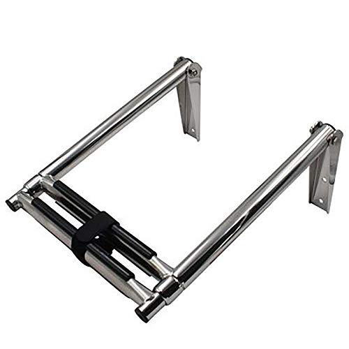 Escalera de Barco telescópica desplegable de 2 escalones, Escalera de Mano portátil de Acero Inoxidable, Barco de Pesca/Muelle/Escalera de pontones, Montaje sobre Plataforma Decoration