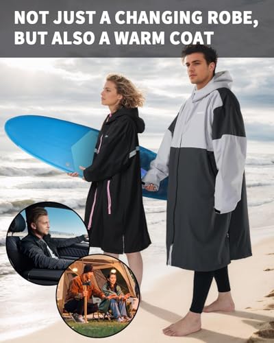 Image of Owntop Swim Parka Adult Kids | Waterproof & Quick-dry | 2-Way Zipper | Oversized Hooded Changing Robe for Beach Pool