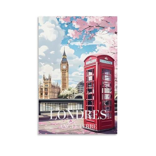 ouweri Londres Angleterre Poster décoratif vintage sur toile pour salon, chambre à coucher 30 x 45 cm