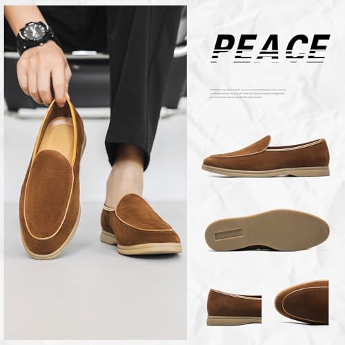 Men's Suede Leather Slip On Penny Loafers Fashion Casual Smoking Driving Moccasins Dress Shoes British Retro Tuxedo Formal Shoes for Prom Wedding Business2