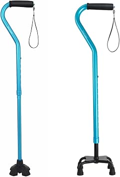 BeneCane Walking Cane Adjustable Cane Small Quad Cane with Offset Soft Cushioned Handle Lightweight Comfortable Extra Stability Base for Men Women and Seniors