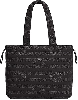 Tommy Jeans Donna Borsa Tote Bag Icon Nylon Grande, Nero (Black), Taglia Unica